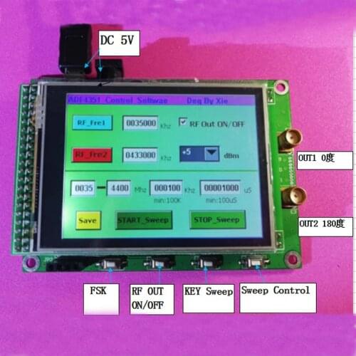 ADF4351 RF sweep frequency Signal Source Generator Board 35M-4.4G with color STM32 TFT Touch LCD