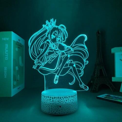 Acrylic Led Night Light Anime Lamp No Game No Life Manga Shiro Lights Led For Decoration Nightlight Child No Game No Life
