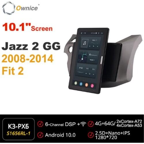 1280*720 Android 10.0 Ownice 10.1 Inch Rotation Autoradio forHonda Jazz 2 GG 2008 - 2014 Fit 2 Car Radio Auto GPS Multimedia DSP