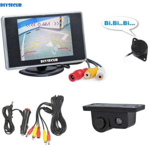 DIYSECUR 3in1 3.5" Car Rearview Monitor + Rear View Backup Camera with Radar Sensor All-in-one Parking Assistance System