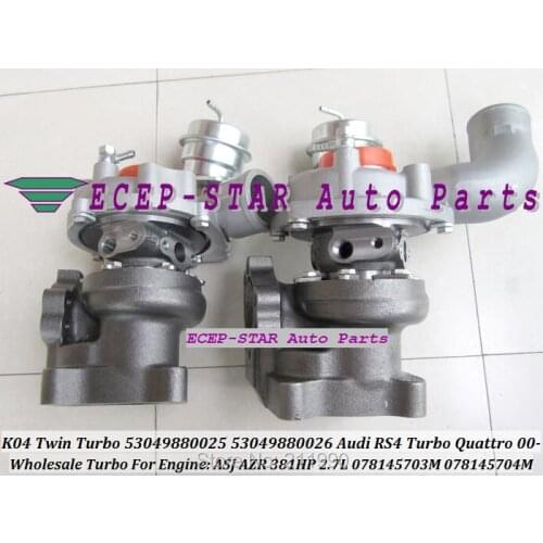 Free Ship K04 Twin Turbo 53049880025 53049880026 53049700025 53049700026 Turbine K04-025 K04-026 For Audi RS4 ASJ AZR 381HP 2.7L