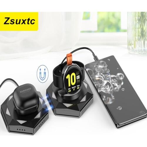 15W Wireless Fast Charging for Samsung Galaxy Watch 3 2 Gear Buds Note 20 10 9 8 S21 Ultra S20 S10 S9 Remote LED Light Charger