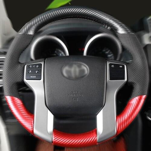 Auto Steering Covers Carbon Fiber Hand sewing braid Steering Cover set For Toyota Highlander new Corolla LEVIN PRADO Accessories