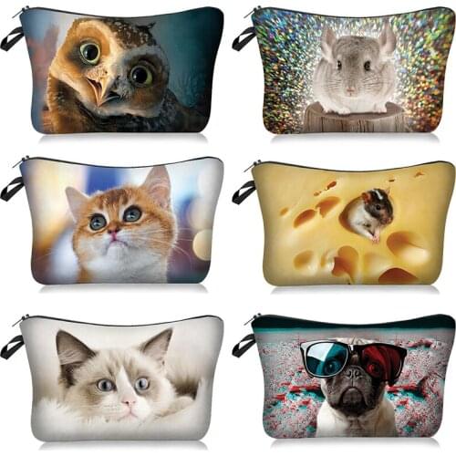Toiletry Tool Makeup Case Cosmetic Cartoon Bag Cat and Mouse Animal Pouch Organizer Bag Cute Toiletry Tool Makeup Printing Bag