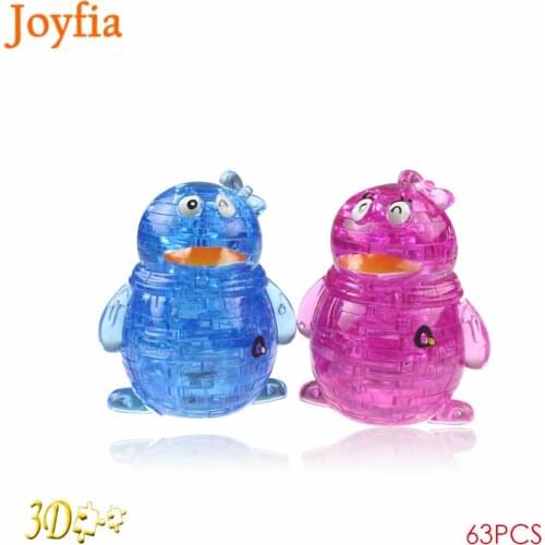 Baby Toys Assemble 3D Puzzle Animal Puzzles Crystal Penguin Puzzles with Flash Light Intelligence Kids Children Jigsaw Toy Gift