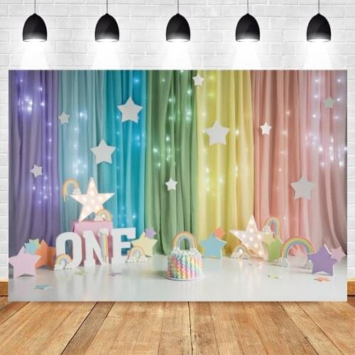 Wallpaper Backdrop Photography Birthday Party Curtain Rabinbow Banner Photo Studio Photo Background Baby Shower Photophone Props