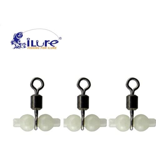 ILure 50pcs/lot Fishing Swivel Luminous S/M 3 Way Cross-line Glow Beads with Swivel Ocean Boat Fishing Accessories