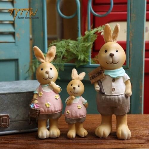 Sweety Family 3 Rabbits Home Resin Ornaments Childrens Room Ornaments Household Love Gift Decor Home Decor Miniature Figurines