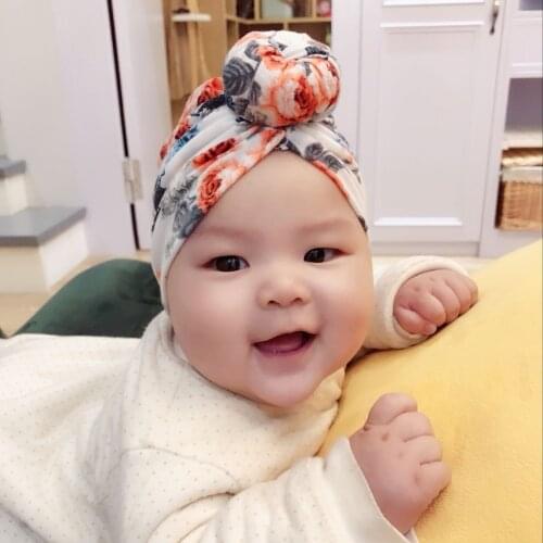 2019 Fashion Baby Flower Donut India Hat Spring Summer Print Boy Girl Turban Beanie Kids Newborn Round Cap for Baby Girls