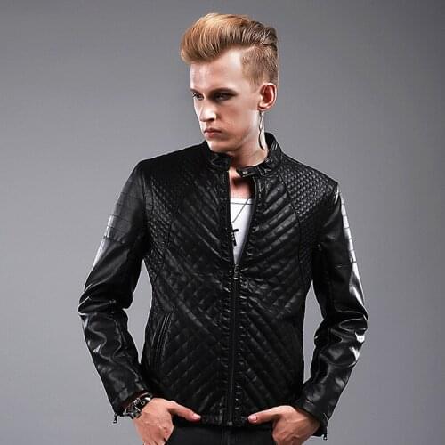 2016 New brand motorcycle leather jackets men slim leather jacket youth mens leather Autumn Winter jacket mens coat #9050
