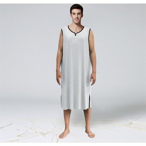 Mens Nightwear Robes Fashionable V-Neck Sleeveless T-Shirt Nightwear for Men
