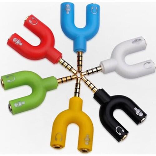 Headphone Mic Splitters Adapter 3.5mm Male to 2 Dual 3.5mm Female for Phone Laptop Smartphone MP3 MP4 Player