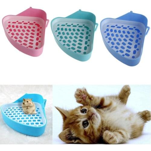 New Small Animal Hamster Pet Cat Rabbit Corner Toilet Litter Trays Clean Indoor Pet Litter Training Tray