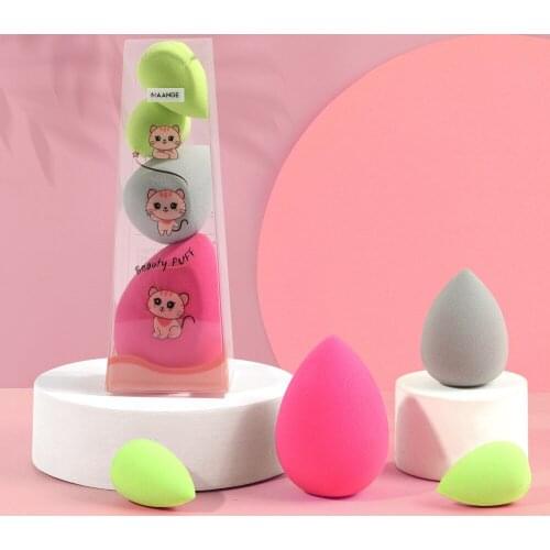New Style 4pcs/Pack Different Sizes Make Up Puff Cosmetic Sponge Wet and Dry Double Use Beauty Tools Candy Color