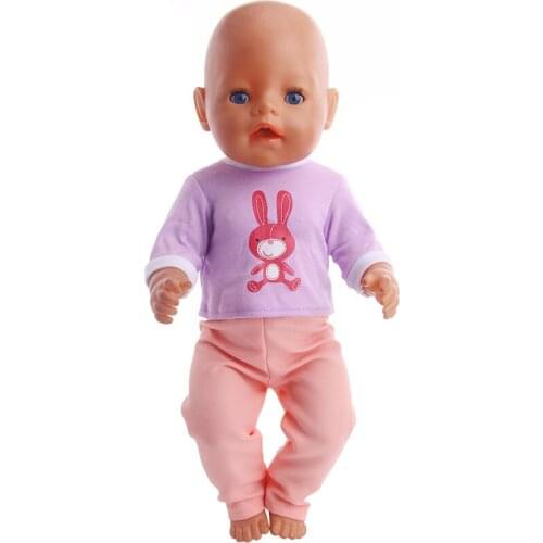 ZWSISU Doll Clothes Accessories cute rabbit pattern suit fit for new 43cm doll accessories