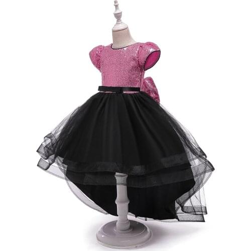 Dress for girls girls sequined bowknot fashion catwalk tail gauze dress girl tulle dress fancy party dress wedding dress girl