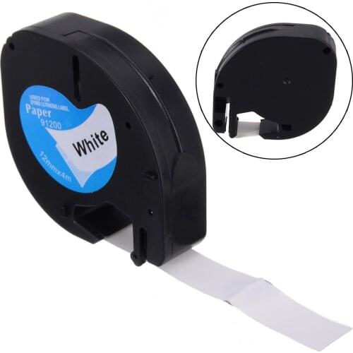 Durable Label Tape Cartridge 91200 White Paper 12mm by 4m Compatible for DYMO LetraTag LT100H QX50 Printer Label Makers