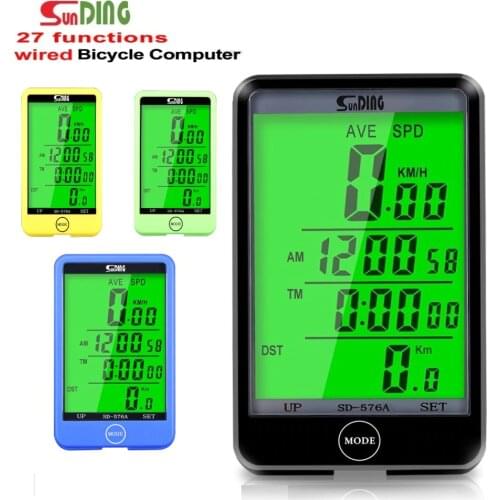 Sunding Bike Wired Computer Speedometer Odometer Cycling Bicycle Waterproof Measurable Temperature Clock Sports Accessories 576A