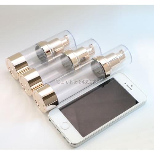 Transparent Cap Pale Gold Airless Bottle Pump Lotion Refillable Packing Bottles Cosmetic Container 1pcs Makeup Tools