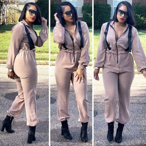 One Piece Clothing Zipper Office Trendy Jumpsuit Buckle Outfit Romper Adult Designer Jogger Pants Women Ulzzang Overall Harajuku