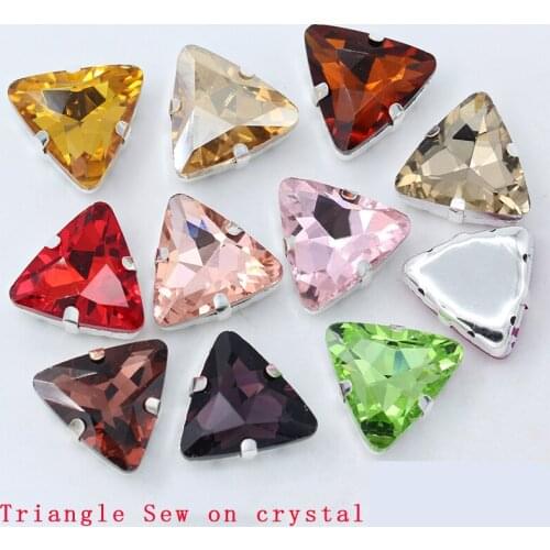 All size triangle sewing glass stones sparking crystal sew on rhinestone jewel silver button beads bag shoes Clothes accessories