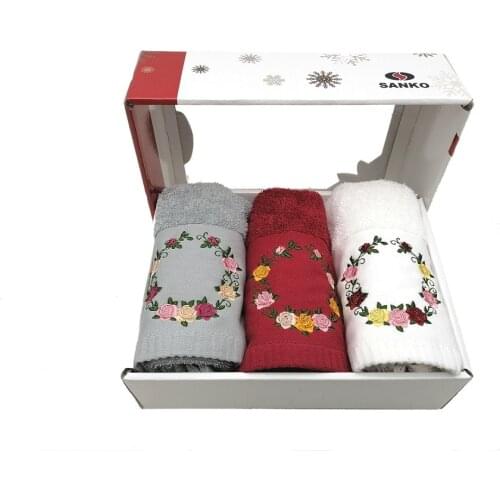 Turkish Genuine 100% Cotton Eco-Friendly 3pcs/set Premium & Luxury Towel Set for Loved Ones Embroidered Pattern Face Hand Towel