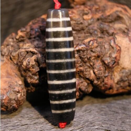 Royal Magic Tibetan old Agate 10 Stripe Healer Medicine dZi Bead Pendant Amulet ZZY05B Timestown
