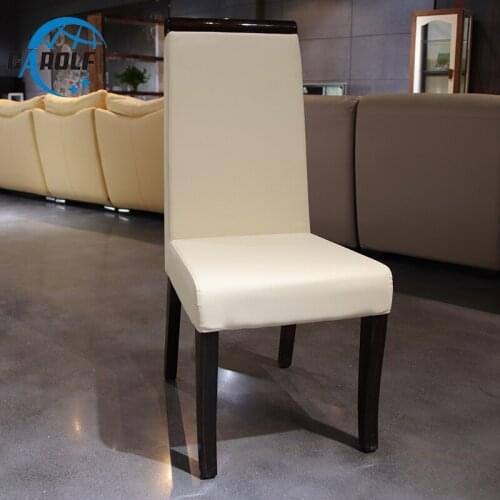 High Quality Modern Leather Dining Room Furniture Chair White Restaurant High Dining Chair Solid Wood Legs