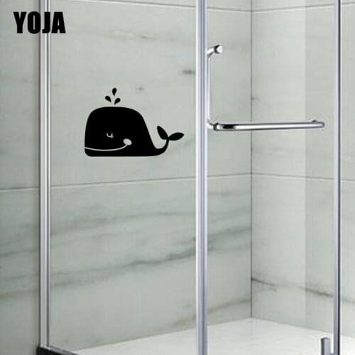 YOJA 18x26.2CM Fun Whale Bathroom Shower Decal Decoration Home Wall Sticker G2-0471