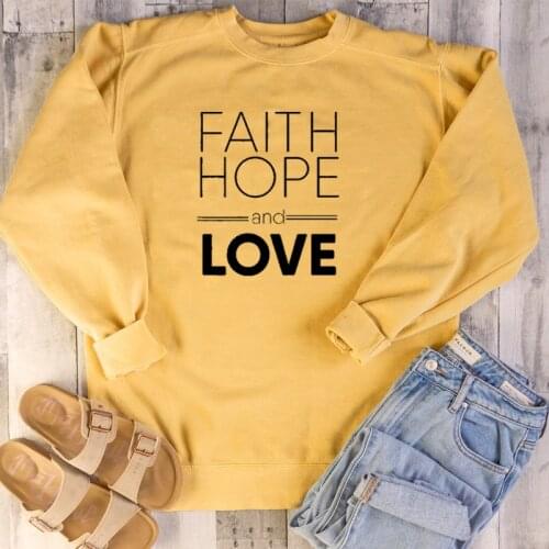 ZBBRDD Faith hope and love yellow Letter Women Sweatshirts Streetwear Full Long Sleeve Pullovers Graphic Clothing Drop shipping