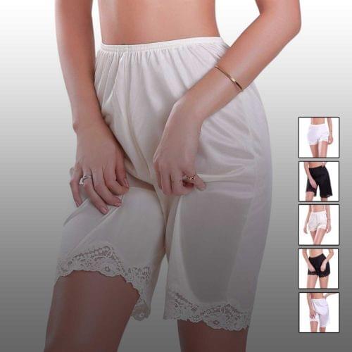 Hirgin 2019 NEW Womens Premium Nylon Daywear Bloomer Slip Pants With Lace Trim M-XXXL