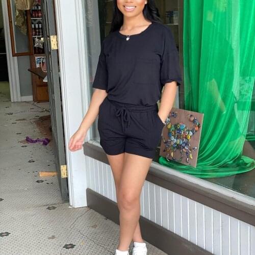 Womens Summer New Casual 2Piece Set Women Matching Sets High Elastic Short Sleeve Shorts Slim Womens Suits