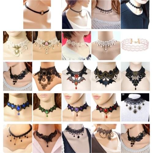 1 pcs Steampunk Gothic Victorian Tassel Tattoo Choker Necklace Black Lace Choker Collar Vintage Women Wedding Jewelry