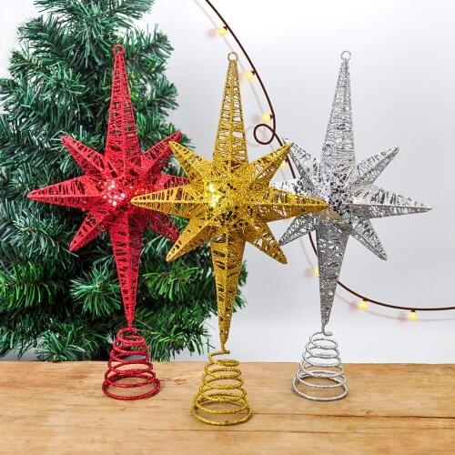 1pcs Gold Glitter Christmas Tree Top Iron Star Christmas Decorations For Home Xmas Tree Ornaments Navidad New Year 2021