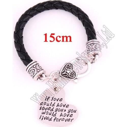 15CM leather Lobster Claw Children Bracelet "If Love Could Have Saved You, You Would Have Lived Forever" Pendant Bracelets