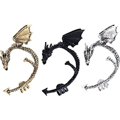 2pcs/set Gothic Punk Dragon Ear Clips Earrings Steampunk Lolita Anime Halloween Cosplay Costumes Accessories