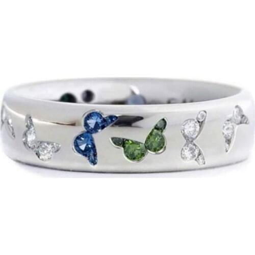 2020 Fashion Creative Butterfly Colorful Wedding Rings for Women Elegant Multicolor Zircon Glamour Ring Jewelry Girl Gift Bijoux