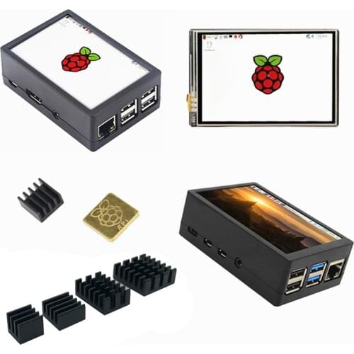 3.5 inch TFT LCD Display Touch Screen + ABS Case + Heat sink For Raspberry Pi 4B 3B+ 3B