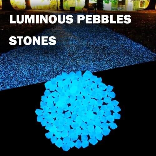 300pcs/bag Glow Pebbles Glow in the Dark Garden Pebbles Glowing Stones for Walkways Path Lawn Yard Garden Decor Luminous Stones