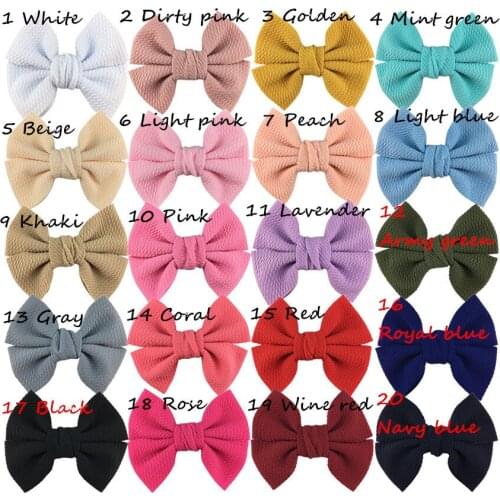 40 PCS/LOT, 4.5 INCH Waffle Fabric Bow with Alligator Clips Baby Girls Boutique Bow Hair Barrettes Birthday Party Gift