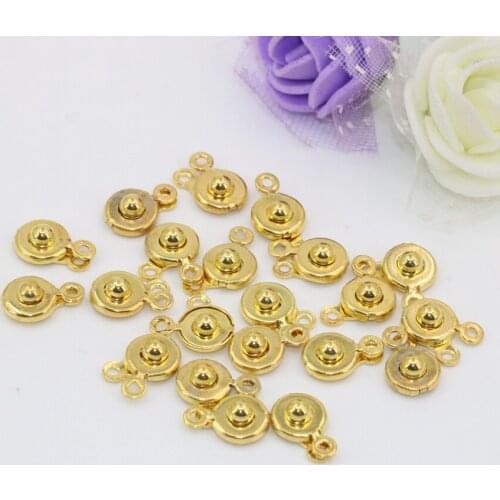 Top Quality Hot Sale 7mm Wholesale 50pcs Gold-color Button Clasp Accessories Hooks for Diy Jewelry Elegant Findings B2855