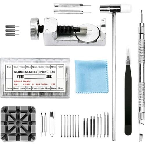 98pcs Watchmaker Watch Repair Tool Kit Watches Link Pin Remover Back Case Opener Spring Bar Removal Maintenance Tools Parts#20