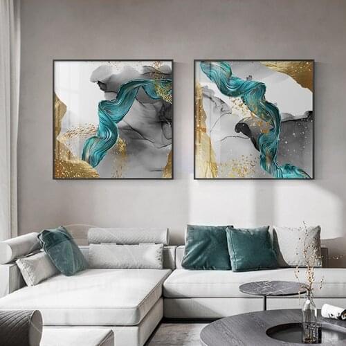 Abstract Gold Foil Block Canvas Painting Nordic White and Black Wall Art Picture for Living Room Fashion Poster and Print Decor