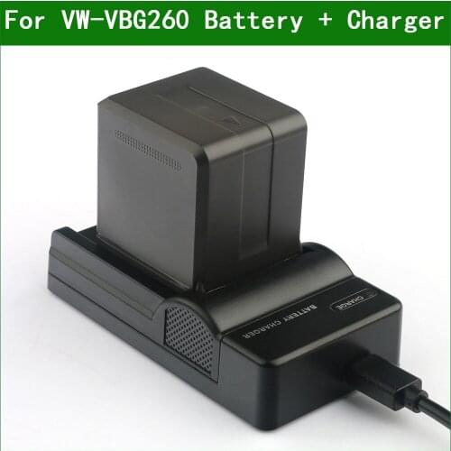 VW-VBG260 VBG260 Digital Camera Battery + Charger for Panasonic VBG130 VBG6 HDC SD20 SD200 SD600 SD700 SDT750 HS20 HS250 HS300