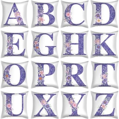 Purple Letter Pillow Case 45*45cm Pillow Cushion Cover Throw Pillows Sofa Decorative/Living Room Cushions English Alphabet Gift