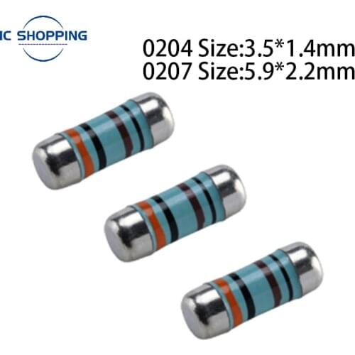 0204 0207 Color Ring SMD Wafer Resistance 1R 2R 1.5R 4.7 10 15 22 27 47 100 220 1K 2K 4.7K 10K 22K Ohn Cylindrical Resistance