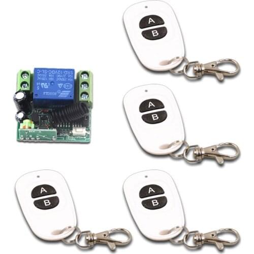 DC 12V Wireless Remote Control Switch Mini 1CH 1 CH 10A Relay Receiver RF Remote Switch 315Mhz 433MHZ + 4Transmitter