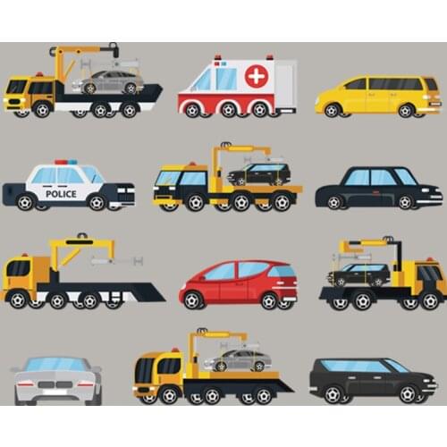 Children Toy Car Set Patches Tops Diy Vinyl Fashion Appliqued Heat Transfer Thermal Patches Clothing Easy Print