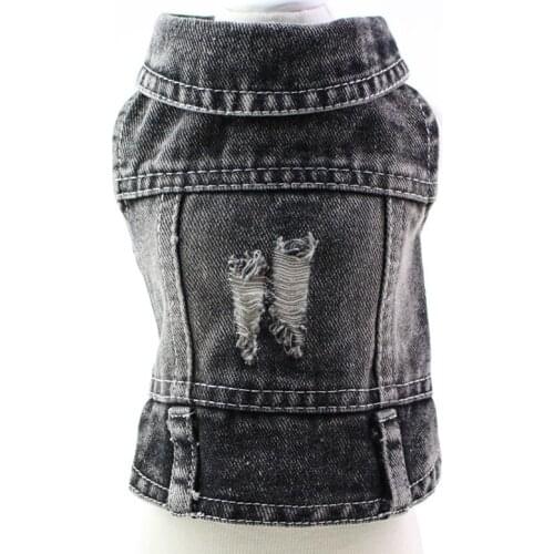 New Spring Summer Autumn Xs Dog Clothes For Small Dogs Boy Girl Jean Jacket Vest Teddy Black Hole Puppy Outfit Pet Clothing