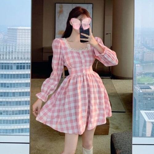 Модные платья в клетку Estceque China At AliExpress